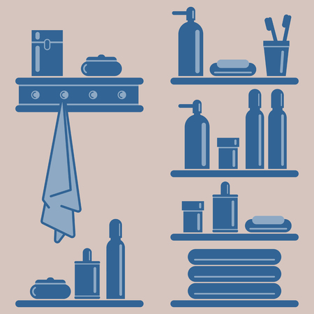 Vector illustration. Toothpaste and toothbrush, razor and lotion.  Grouped for easy editing.のイラスト素材