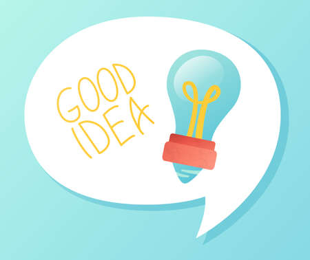 Creative Idea speech bubble with light bulb illustration. Banner design for education and...