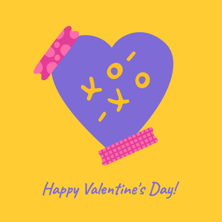 Valentines day sticker cartoon greeting card. Valentine invitation heart card with kiss xo-xo love design. Romantic simple minimal drawing for invitation, label banner, tattoo. Vector illustrationのイラスト素材