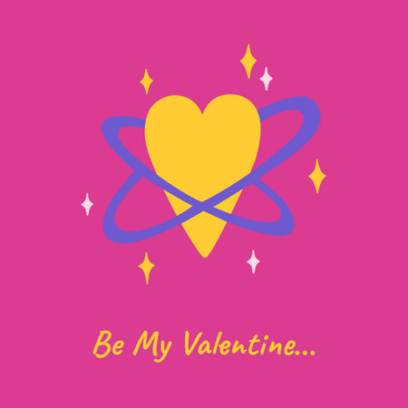 Valentines day cartoon greeting card. Valentine invitation heart abstract love design. Romantic simple minimal drawing for invitation, label banner, tattoo, cover, poster. Vector illustrationのイラスト素材