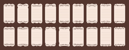 Price or gift tags with calligraphic vintage border set. Ornate template paper labels. Blank elegant cardboard gift tags, discount label, sticker different shapes. paper for notes isolated vectorのイラスト素材