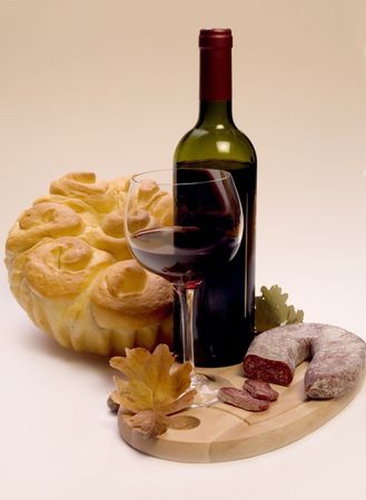 wine bottle and glassの写真素材