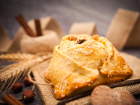 Traditional Cypriot Easter cheese pies - Flaounesの写真素材