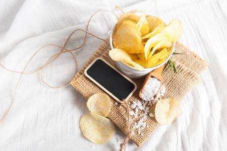 crispy potato chipsの写真素材