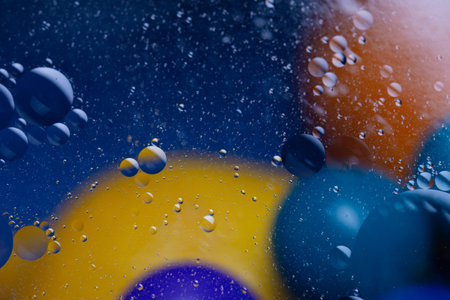 background abstraction, round colored bubbles in water, fantasy colorful shapesの写真素材