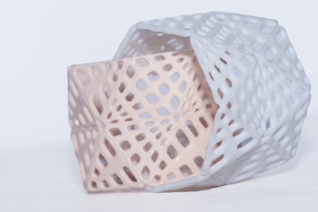 plastic bracelet, textured openwork jewelry, 3d products, white and beige colors.