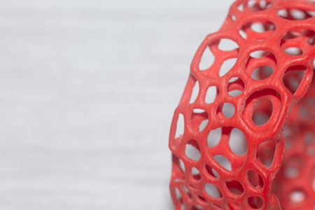red plastic bracelet, textured openwork jewelry, 3d products