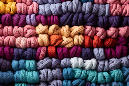 Colorful yarn and needles, a versatile collection for inspiring crochet and knitting projectsの素材