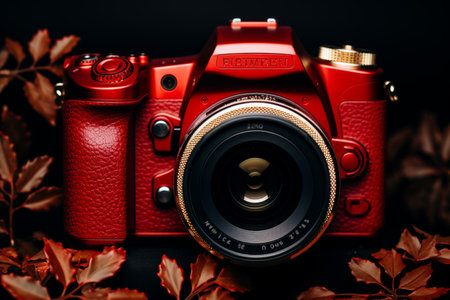 Online photography hobby. mastering the art of capturing moments with a professional photo camera.の素材