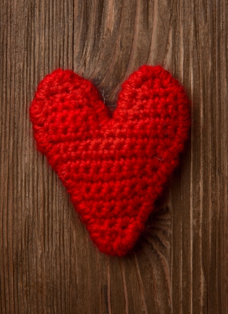 Love heart on wooden texture background, valentines day card conceptの写真素材