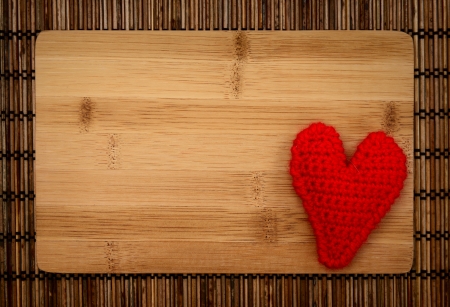 Love heart on wooden texture background, valentines day card conceptの写真素材