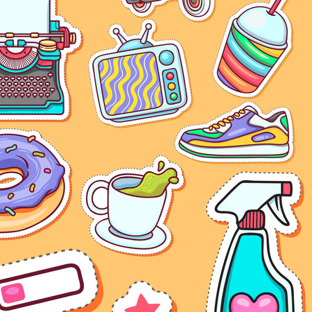 Seamless pattern with colorful cute iconsのイラスト素材