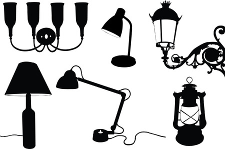 collection of lamps silhouette のイラスト素材