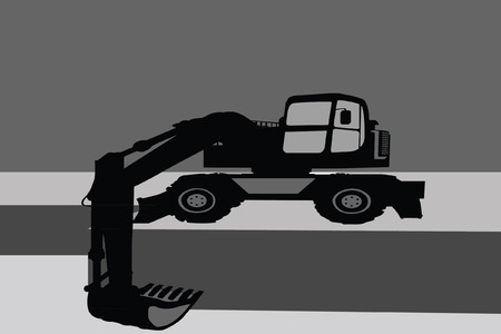 Mechanical digger silhouette のイラスト素材