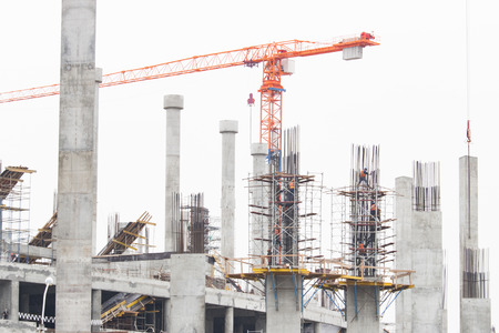 The huge construction site in the daytime. Building