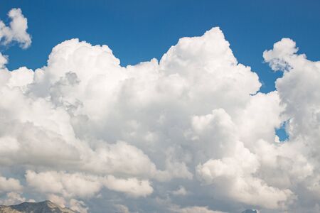 Blue sky and clouds background in the eveningの写真素材
