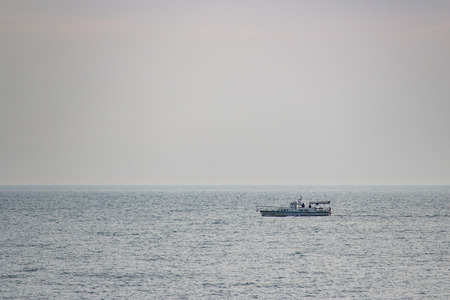 ship in Black sea in autumn evening