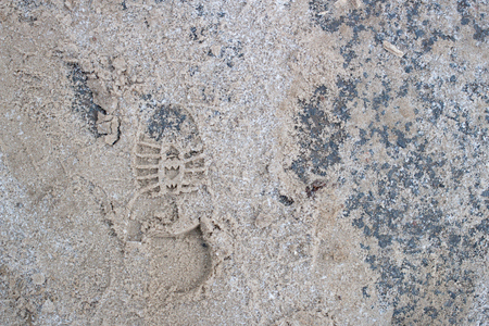 Footprints in the snow ice winter day timeの写真素材