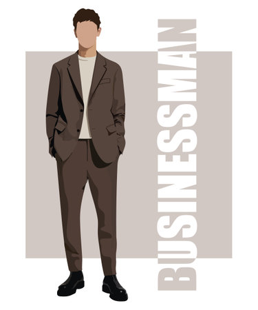 Businessman in a flat style on a white background. Stylish man in a business suit with an interesting background and with the inscription businessman .のイラスト素材