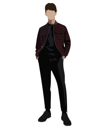 Stylish guy in fashionable and modern clothes on a white background. Vector illustration in flat styleのイラスト素材