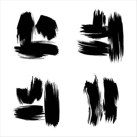 Flat Ink Splash. Wide abstract black splash with flattened brush edges and minimalistic visual impact for digital backgrounds.のイラスト素材