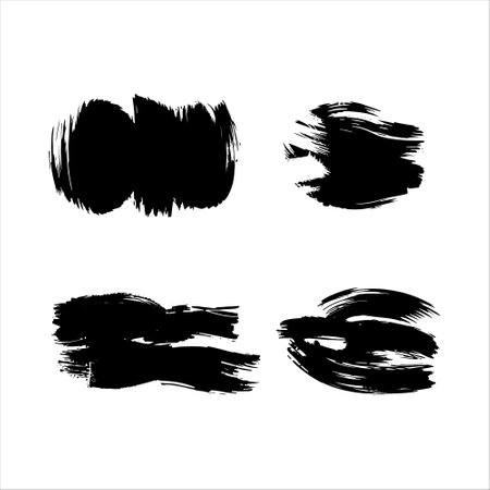 Ink Flow Form. Dynamic black shape with a fluid brush texture and expressive contours ideal for modern visual experiments.のイラスト素材