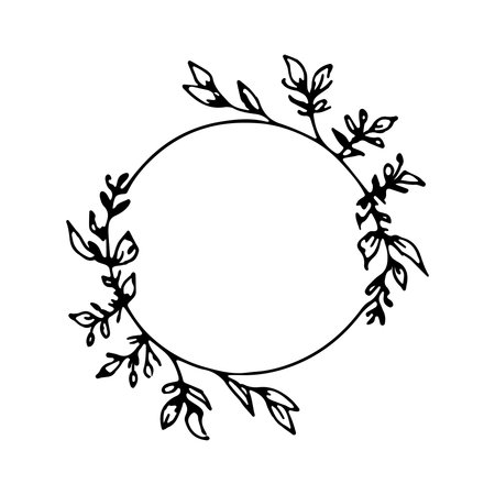 Eucalyptus Frame. A clean rectangular frame formed from slender eucalyptus branches and leaves.のイラスト素材