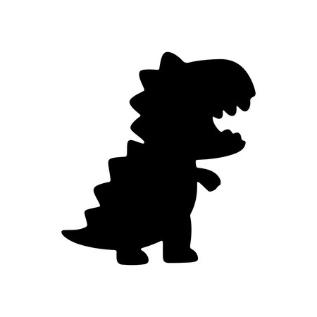 Cute dinosaur silhouette in a playful stance, showcasing delightful character and charmのイラスト素材