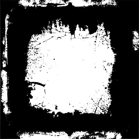 Black and white textured frame with splashes and scratches creating a vintage lookのイラスト素材