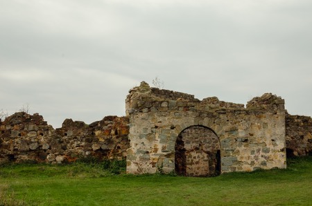 Ruins of old castle Pnivskyy, Carpatian, Ukraineの写真素材