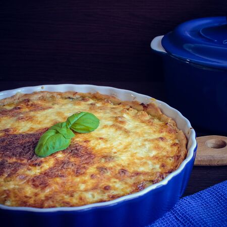 Home made tasty French quiche lorraine pieの写真素材