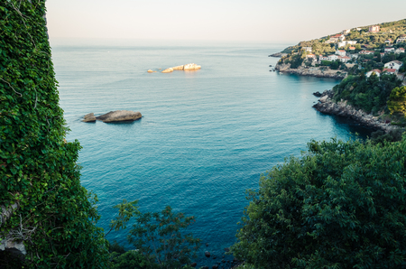 Ulcinj seascape view. Green coast of Adriatic sea. Montenegro.の写真素材