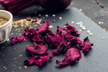 Healthy homemade vegetable chips from beetroot