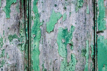 Old wood texture for background. Vintage painted green background from a wooden vertical shabby plank. Rustic wood texture. Background old panels. Copy space.の写真素材