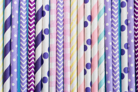 Colorful paper drinking straws texture background. Zero waste sustainable living, plasticfree...