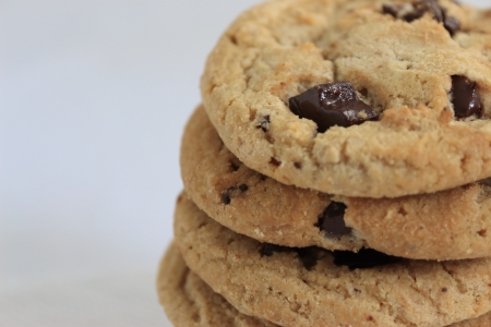 Chocolate chip cookies  Close up isolated on white