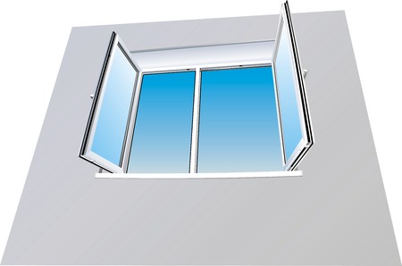 Open window with a heavenly landscapeのイラスト素材