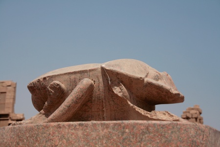 Great scarab near the Sacred lake of Karnak temple, Egyptの写真素材