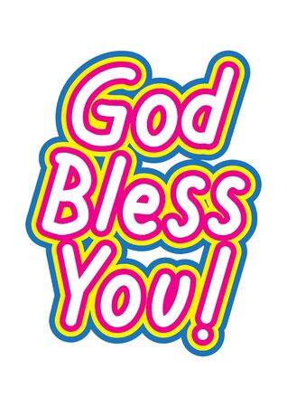 Printable God Bless You. Short Phrase. Hand Lettering Brush Calligraphy For blog and social media. Motivation and Inspiration Quotes. Design For Greeting Cards, Prints, and Stickers.のイラスト素材