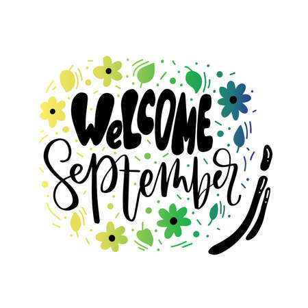 Hand drawn Text of Month. Monthly Hand Lettered. Trendy hand Lettered. Can be used for journal, planner template, calendar design template.のイラスト素材
