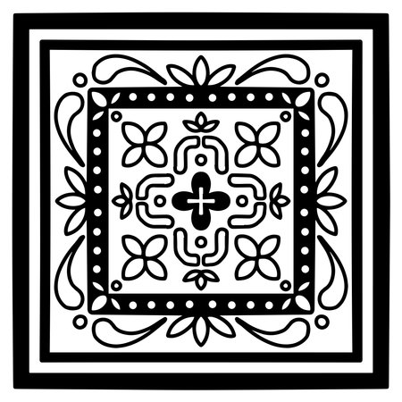 Easy Geometric Mandala. Simple Mandala Coloring page on White Background. Abstract Decorative Mandalaのイラスト素材