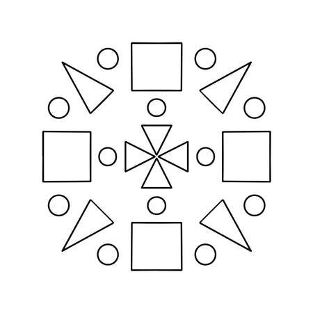 Easy Geometric Mandala. Simple Mandala Coloring page on White Background. Abstract Decorative Mandalaのイラスト素材