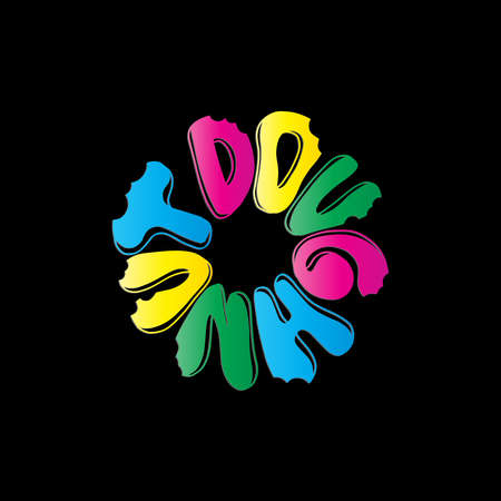 Doughnut Hand Lettered Text. Modern Calligraphy. Can Be Used For Stickers, Mug, Banner, journaling etc.のイラスト素材