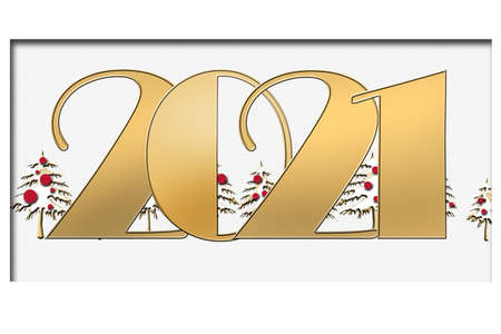 2021, Classy 2021 Happy New Year background. Golden white design for New Year 2021 greeting cards,...