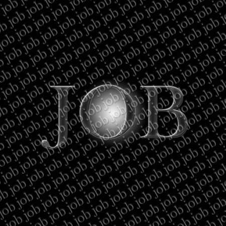 JOB. Word collage on black background. Multiple word job. 3D illustration.の写真素材