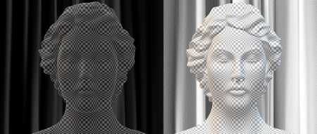 Psychology, neurology, split personality disorder and mental health concept. Bipolar mood disorder mind mental. Double face. 2 Head silhouette in white and black. Mental health. 3d illustrationの写真素材