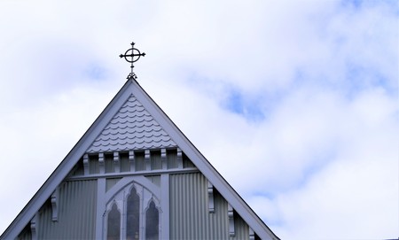 Exterior wide shot of a funeral chapelの写真素材