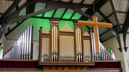 Interior wide shot of a funeral chapelのeditorial素材