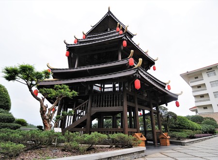 Shot of Ancient Chinese temple pagoda castleのeditorial素材