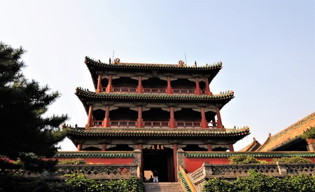 Shot of Ancient Chinese temple pagoda castleのeditorial素材